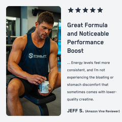 Etiqueta SteelFit con lista de ingredientes y certificación Creapure
