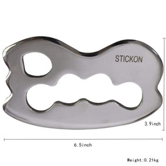 STICKON etiqueta que indica acero inoxidable grado médico y durabilidad