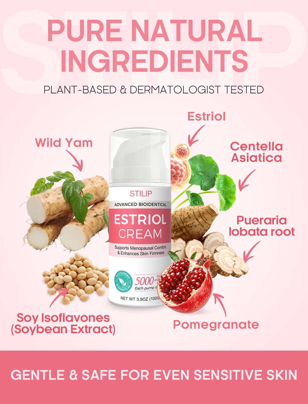 STILIP ingredientes pueraria y soya resaltando origen botánico