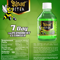 Comparación de tamaño de Stinger Detox 8 fl oz para referencia práctica