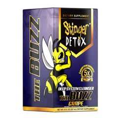 Stinger Detox envase abierto con líquido uva listo para beber y conveniencia