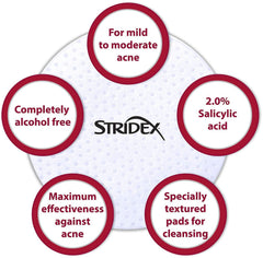 Stridex envase junto a objeto de referencia para comparar tamaño y portabilidad