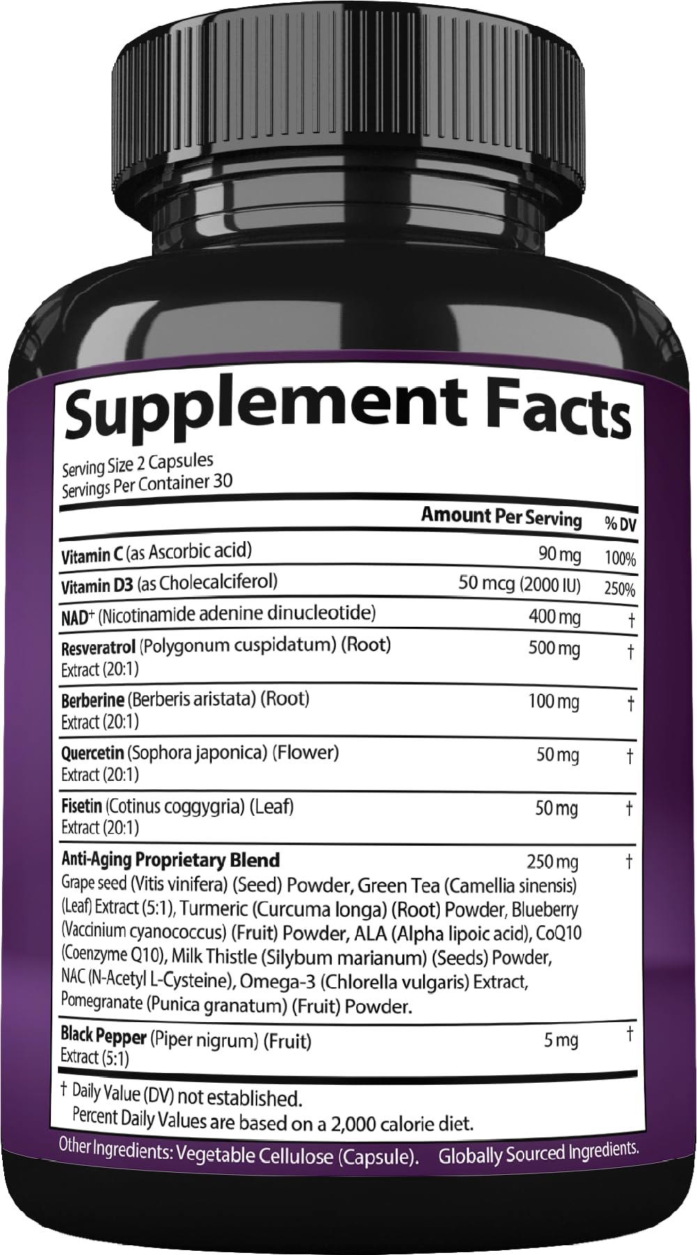 StrongVit frasco junto a ingredientes naturales como uva y granada que sugieren origen vegetal