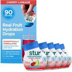 Stur Cherry Limeade vista frontal del envase mostrando diseño y tamaño útil