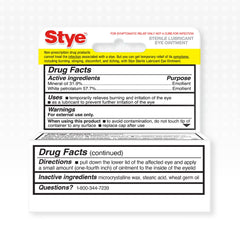 Stye envase lateral 0.125 oz que subraya formato compacto y esterilidad