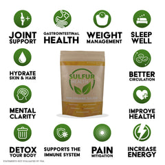 Sulfur Health polvo mezclado en batido, consumo práctico diario