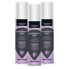 Summer's Eve envase frontal mostrando el pack de 3 para transporte y frescura