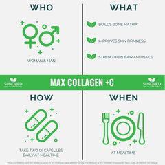 Sundhed Natural Max Collagen Plus C capsulas con Biotina y Bioperine para absorcion mejorada