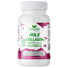 Sundhed Natural Max Collagen Plus C envase capsulas para piel más hidratada