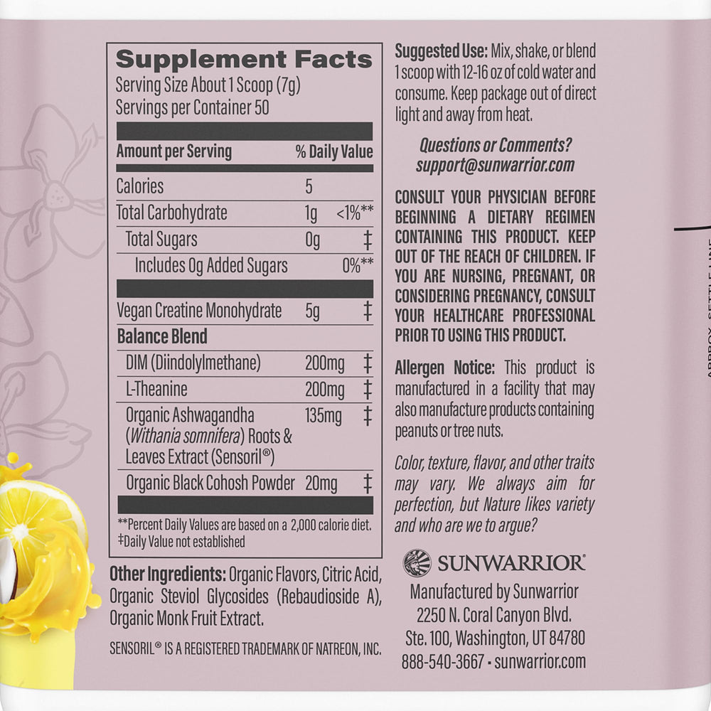 Cuchara medidora de Sunwarrior Creatina Monohidratada Yuzu Coco para dosis rápidas.