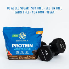 Sunwarrior etiqueta con lista de ingredientes limpia y sin alérgenos