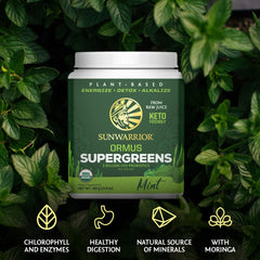 Sunwarrior Organic Greens Powder morning shake promotes a greens-forward start.
