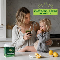 Sunwarrior Organic Greens Powder mint cup conveys post-workout refreshment.