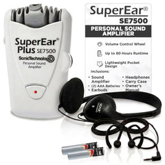 SuperEar SE7500 vista frontal con todos los componentes para uso inmediato