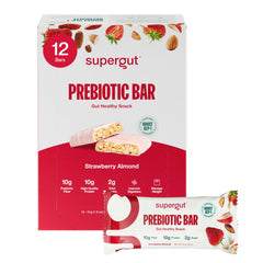 Supergut barra fresa almendra frente mostrando sabor y formato práctico
