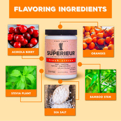 Superieur etiqueta con lista de ingredientes naturales y beneficios