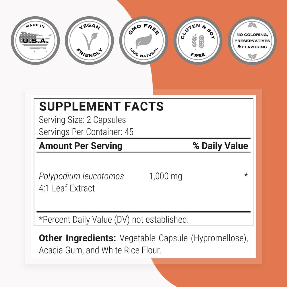 Extracto de hojas de Polypodium Leucotomos para cuidado diario