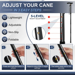 supregear bastón plegado compacto ideal para viajes