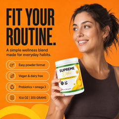 Supreme Detox ingredientes visuales representando probióticos y Omega-3