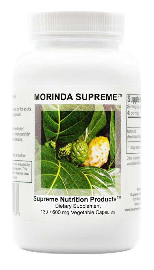 Supreme Nutrition frasco frontal mostrando 130 cápsulas y diseño del envase, confianza en calidad