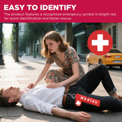 suzamed estuche abierto con EpiPen dentro para protección segura