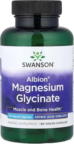 Swanson Albion Magnesio 133 mg en cápsulas, envase visible, apoyo para músculos y nervios.