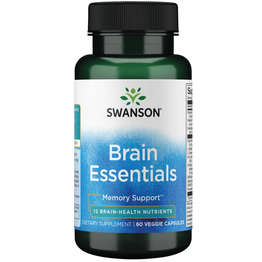 Swanson Brain Essentials cápsulas vegetales: apoyo potencial a la memoria y la concentración