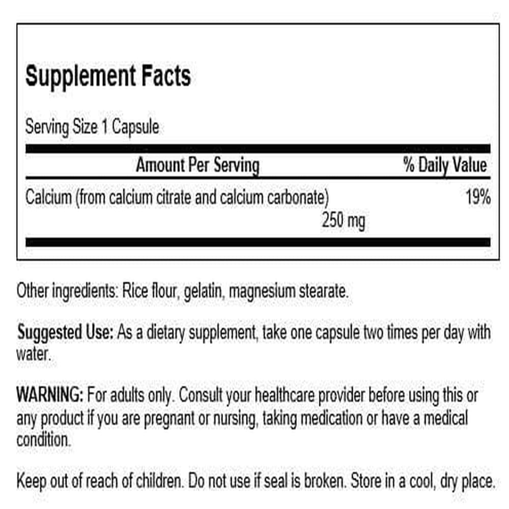 Swanson Calcio Citrato Complejo: etiqueta que resalta absorción mejorada para uso diario.
