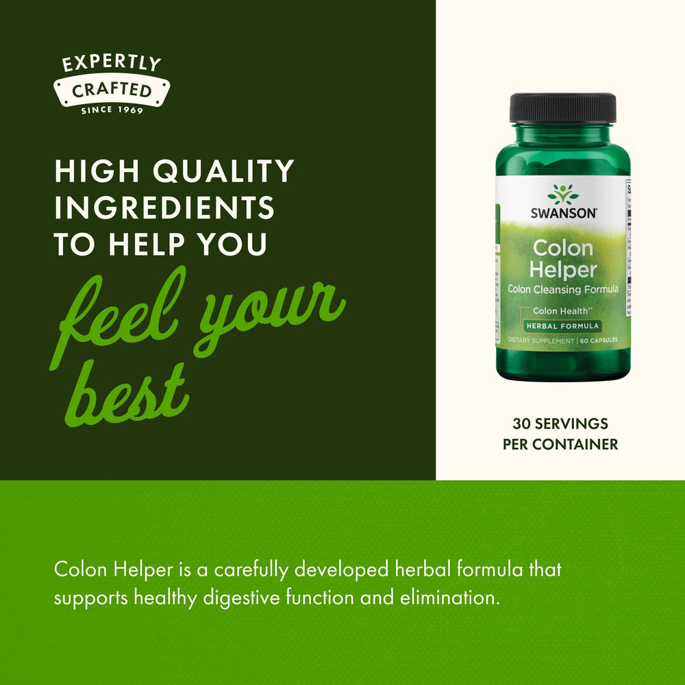 Swanson Colon Helper: dos cápsulas diarias con agua