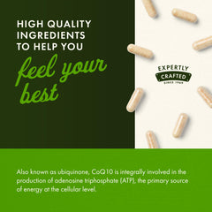 Swanson CoQ10 dosis diaria: 120 mg por cápsula para energía.