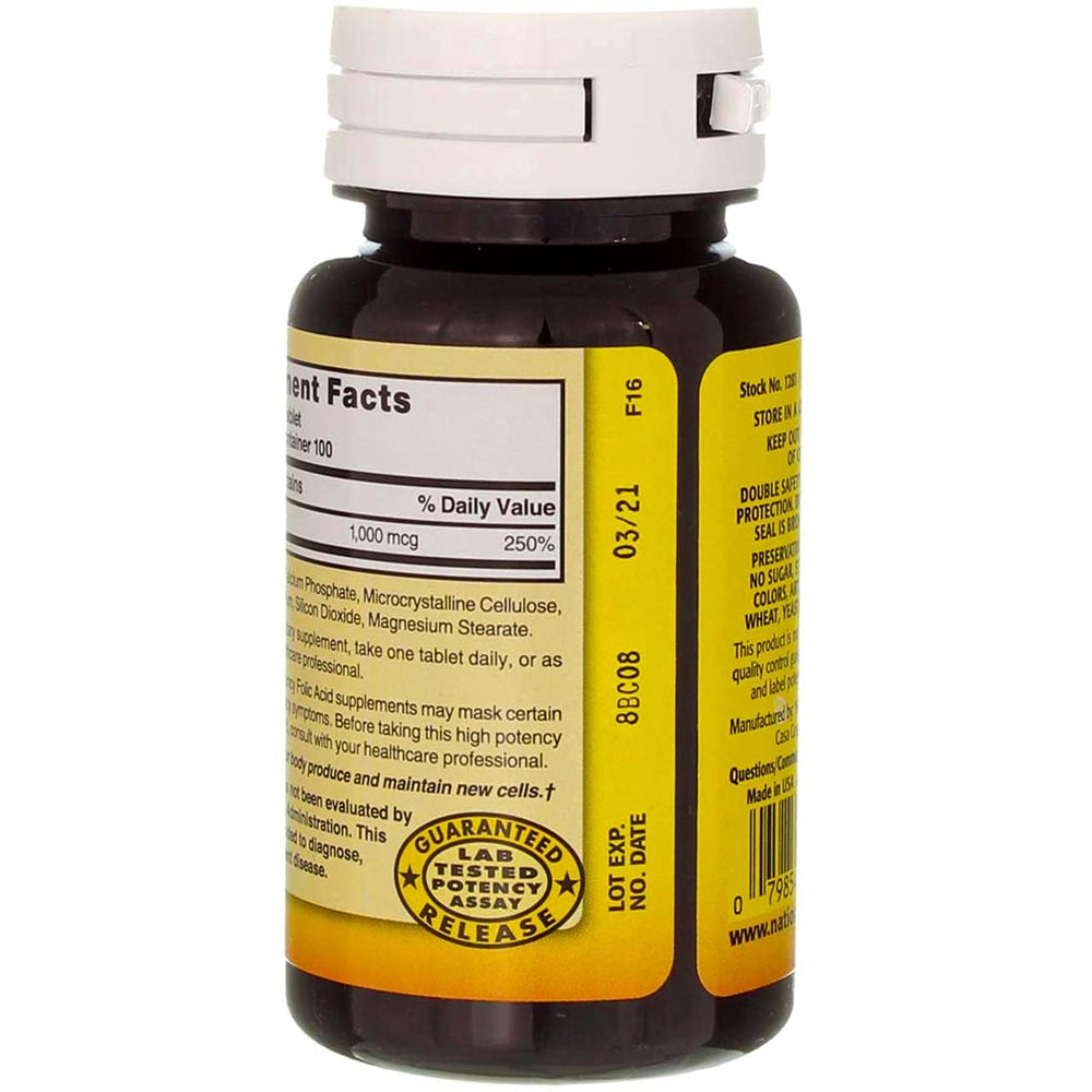 Swanson etiqueta de ácido fólico 1000 mcg con indicaciones de uso diario