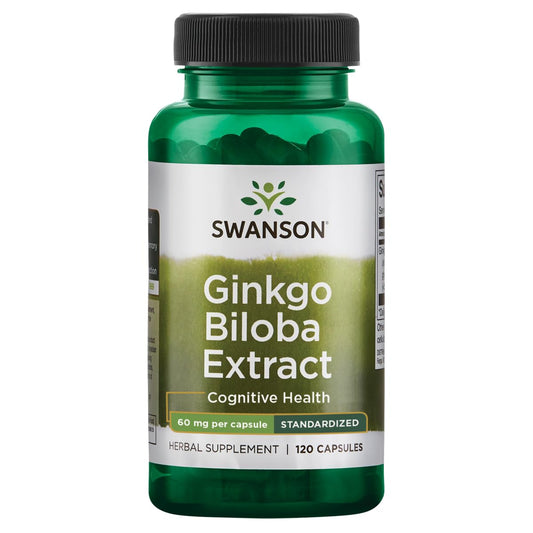 Swanson Ginkgo Biloba cápsulas 60 mg, posible apoyo a la función cognitiva