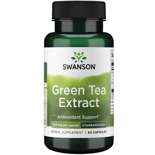 Swanson extracto de té verde 500 mg: botella con cápsulas para salud diaria
