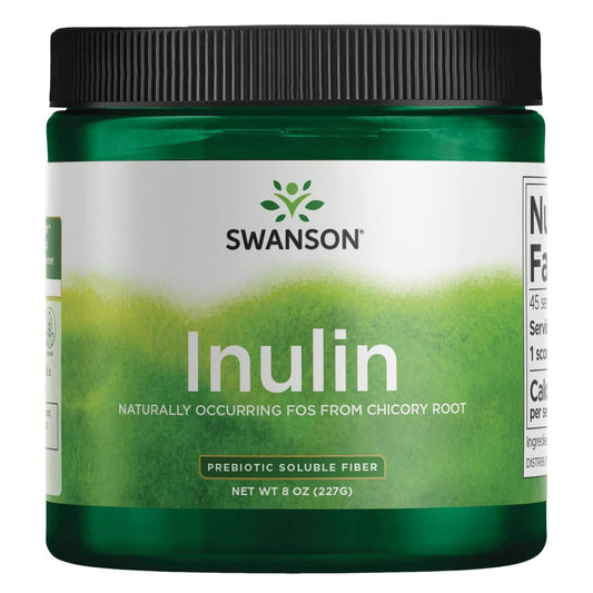 Swanson Inulina en frasco de 8 oz, polvo prebiótico para salud digestiva.