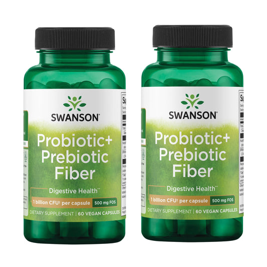 Swanson Prebiotic Probiotic Fiber – cápsulas para equilibrio digestivo y apoyo a la regularidad diaria.