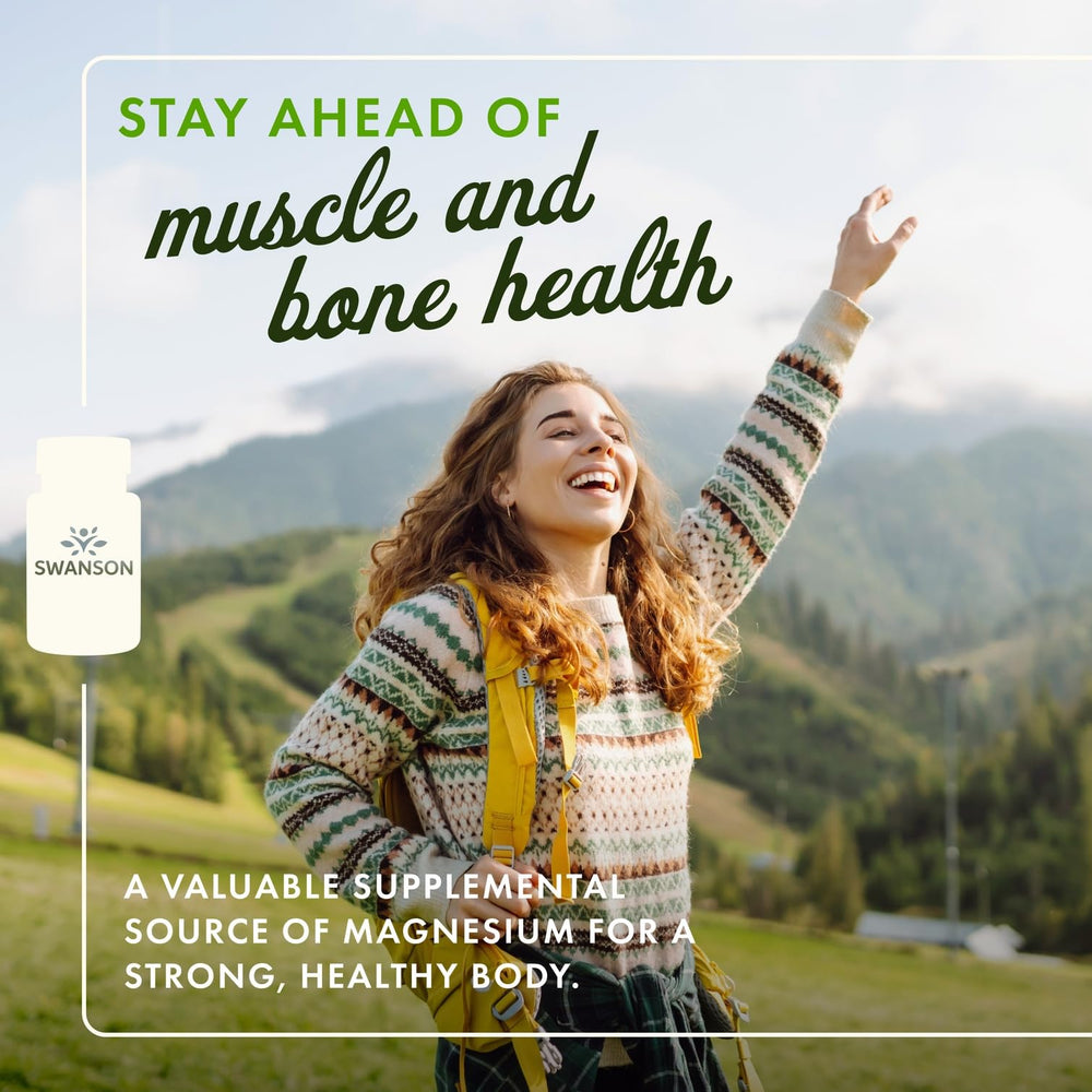 Swanson Complejo de Magnesio Triple, etiqueta clara de la botella.