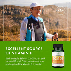 Swanson Vitamin D Complex detalle de empaque y cápsulas vegetales