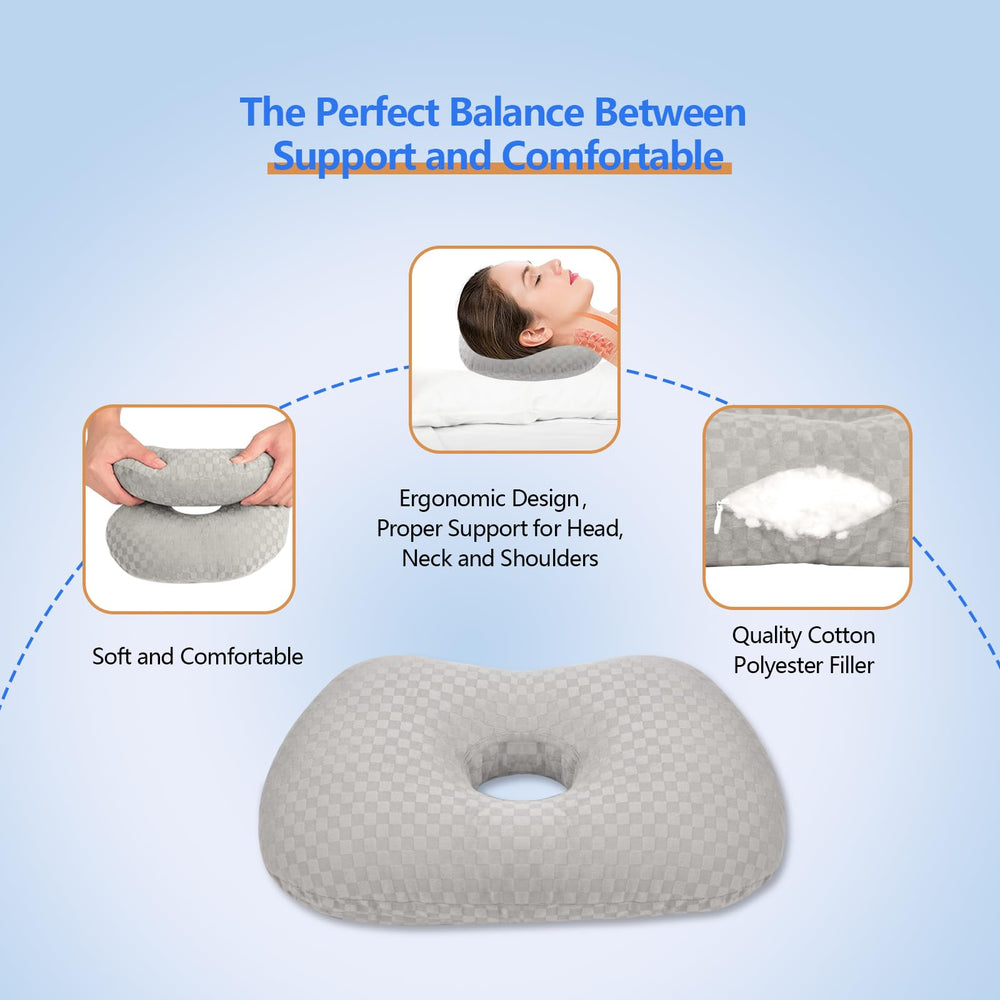 Swaycy comparación de tamaño junto a una almohada estándar para referencia