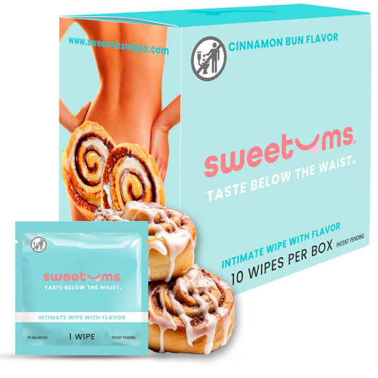 Sweetums paquete frontal cinnamon bun mostrando diseño y aroma atractivo