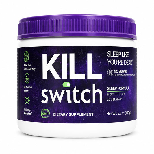SWITCH envase frontal del Killswitch mostrando diseño y porciones