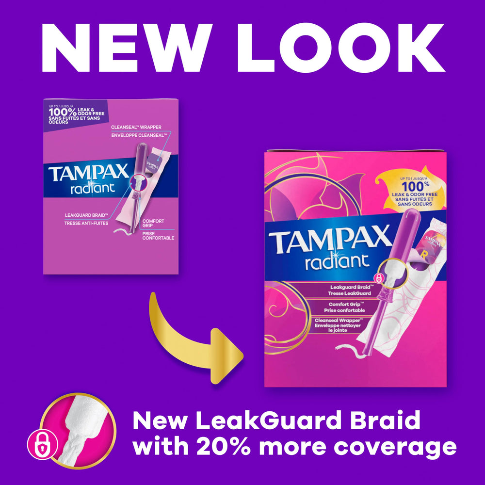 Tampax Radiant detalle del aplicador con Textured Grip para inserción cómoda