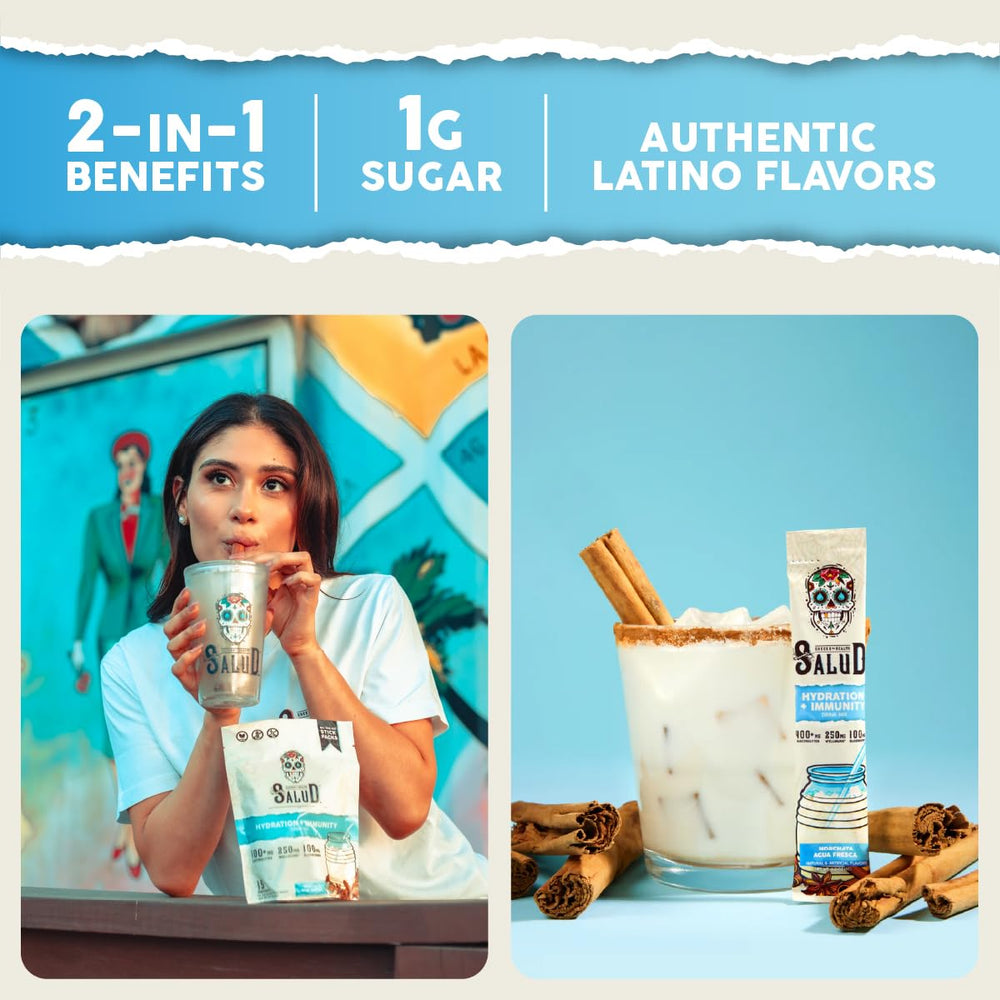 Taste Salud polvo horchata detalle de textura y mezcla rápida