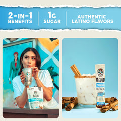 Taste Salud polvo horchata detalle de textura y mezcla rápida