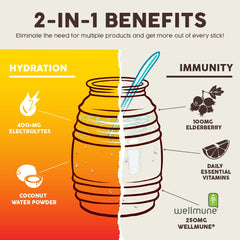 Taste Salud ingredientes clave: agua de coco en polvo, vitaminas y extracto de saúco
