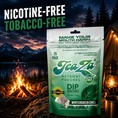 Escena lifestyle con TeaZa Wintergreen Chill junto a bebida fría, frescura inmediata
