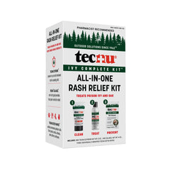 Tecnu kit presentación frontal mostrando los tres productos y portabilidad