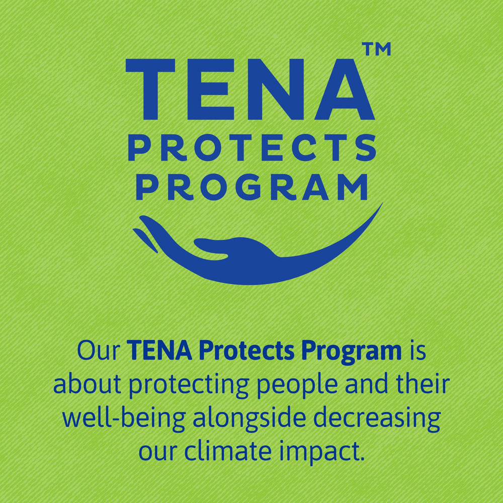 TENA etiqueta con información de absorción y especificaciones
