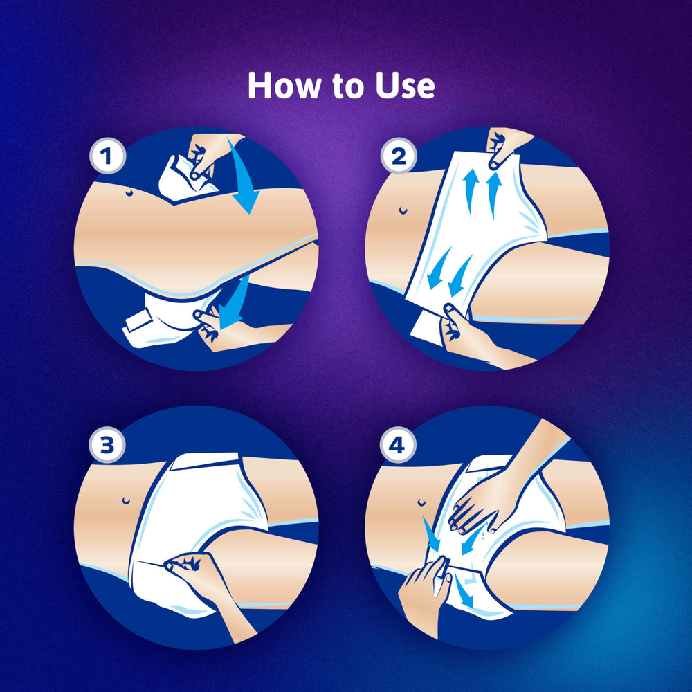 TENA laterales elásticos que aseguran ajuste cómodo y stay-in-place