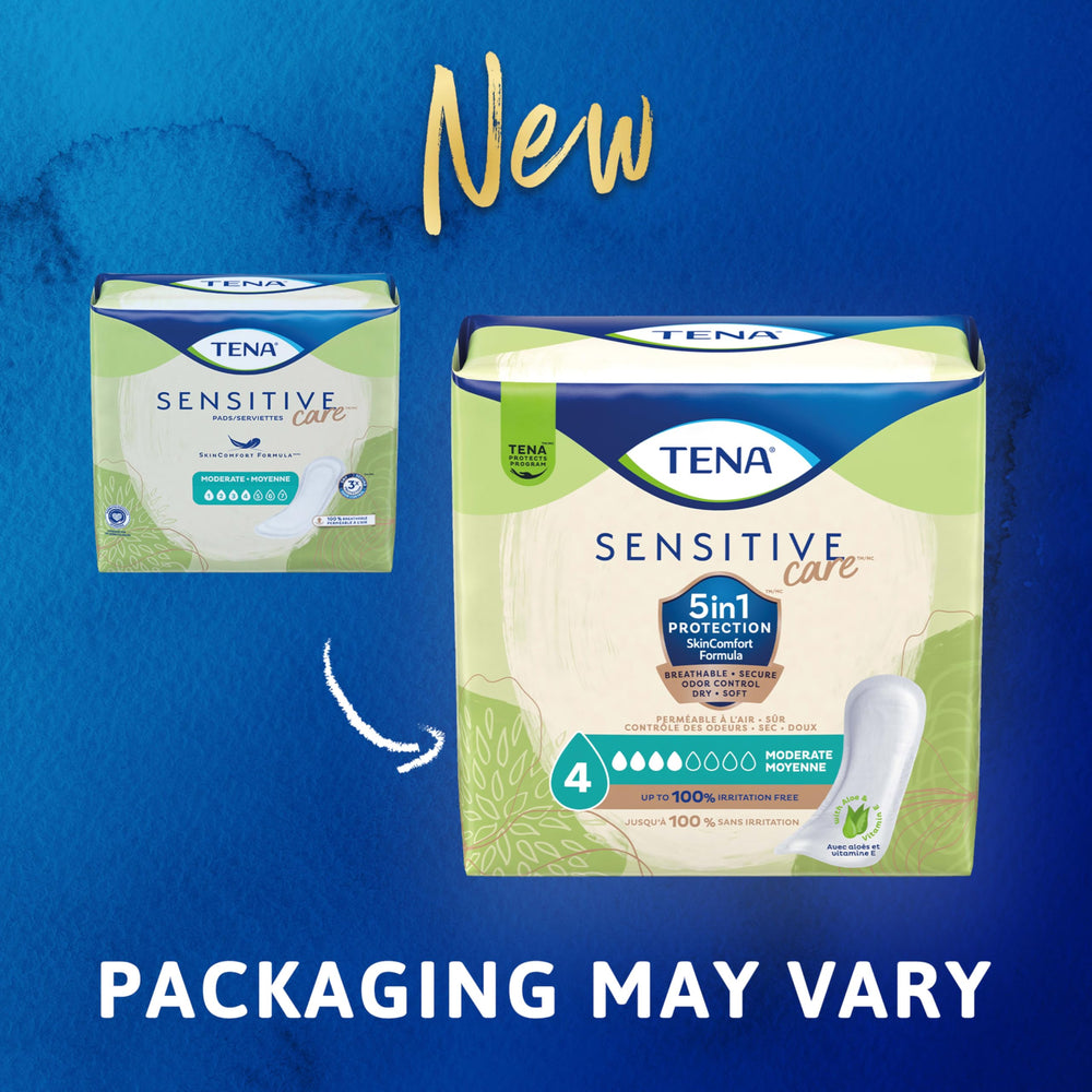 TENA primer plano de textura suave, confort para piel sensible