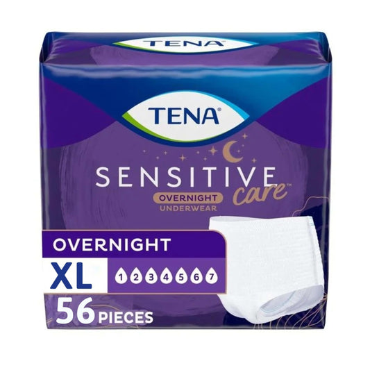 TENA paquete frontal XL mostrando unidades y comodidad nocturna